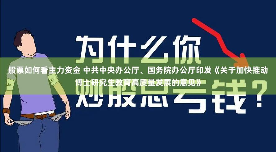 股票如何看主力资金 中共中央办公厅、国务院办公厅印发《关于加快推动博士研究生教育高质量发展的意见》